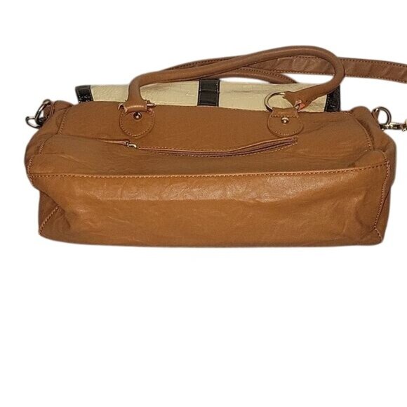 Leopard Print & Faux Croc Leather Satchel Bag With Adjustable Strap & Top Handle - Picture 5 of 9